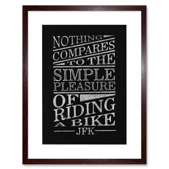 JFK Nothing Compares to Riding A Bike Artwork Framed Wall Art Print 9X7 Inch
