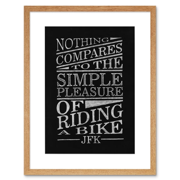 JFK Nothing Compares to Riding A Bike Artwork Framed Wall Art Print 9X7 Inch
