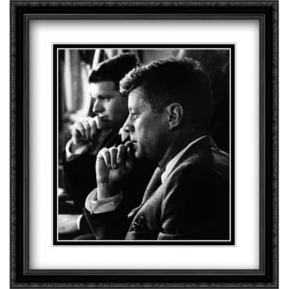 JFK with Robert Kennedy, 1962 2x Matted 22x28 Large Black Ornate Framed Art Print by Stanley Tretick