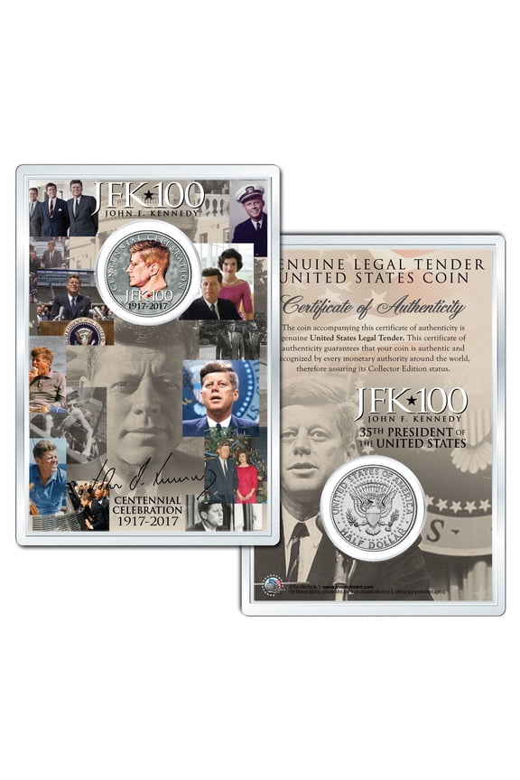 JFK100 Centennial Bday KENNEDY 2017 JFK Half Dollar Coin w/4x6 Display - Profile