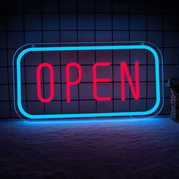 JFLLamp LED OPEN Sign Red Blue Neon Light USB Powered Hanging Shop Sign Window Display Light for Store Business