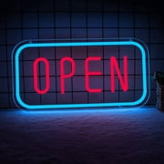JFLLamp LED OPEN Sign Red Blue Neon Light USB Powered Hanging Shop Sign Window Display Light for Store Business