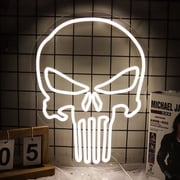 Skull Neon Sign LED Dimmable Light USB Powered Wall Decor Lamp for Gaming Room Bedroom Party Decoration