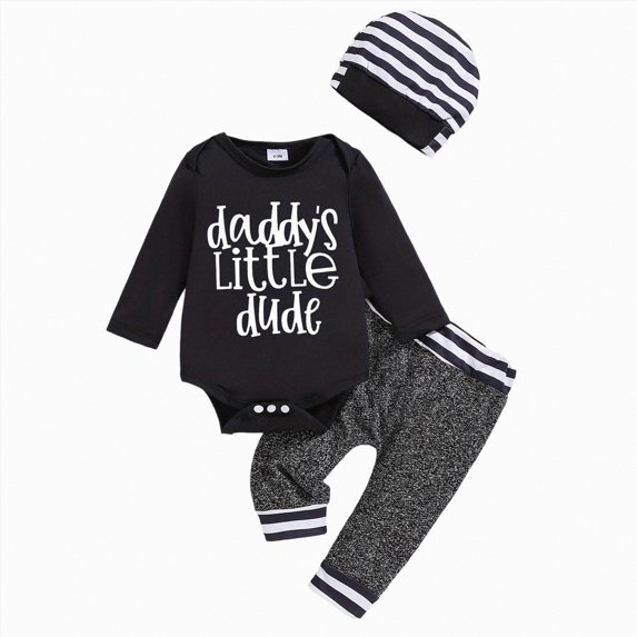 JFOPQVSM Baby Boy Clothes New Born Infant Boy Outfits Romper Hat Pants 3Pcs Clothing Set for 0 3 6 9 12 18 Month Boys