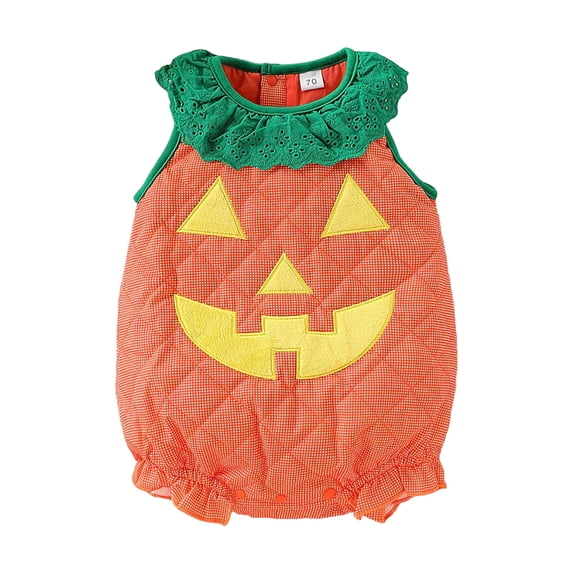 JFOPQVSM Baby Boy Girl Halloween Pumpkin Romper Bodysuit Outfit Cos Clothes (0M-4Y)