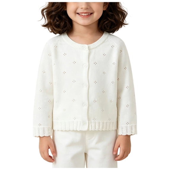 JFOPQVSM Baby Girl Cardigan Button Front Crop Sweater Long Sleeve Spring Fall Tops Solid Color,Long Sleeve,Knit,Spring Fall,Button Front