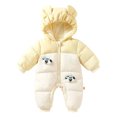 thumbnail image 1 of JFOPQVSM Baby Winter Snowsuit Bear Ear Hooded Padded Romper Fleece Lined Color Block Zipper Jumpsuit Infant Cold Weather Outfit, 1 of 7