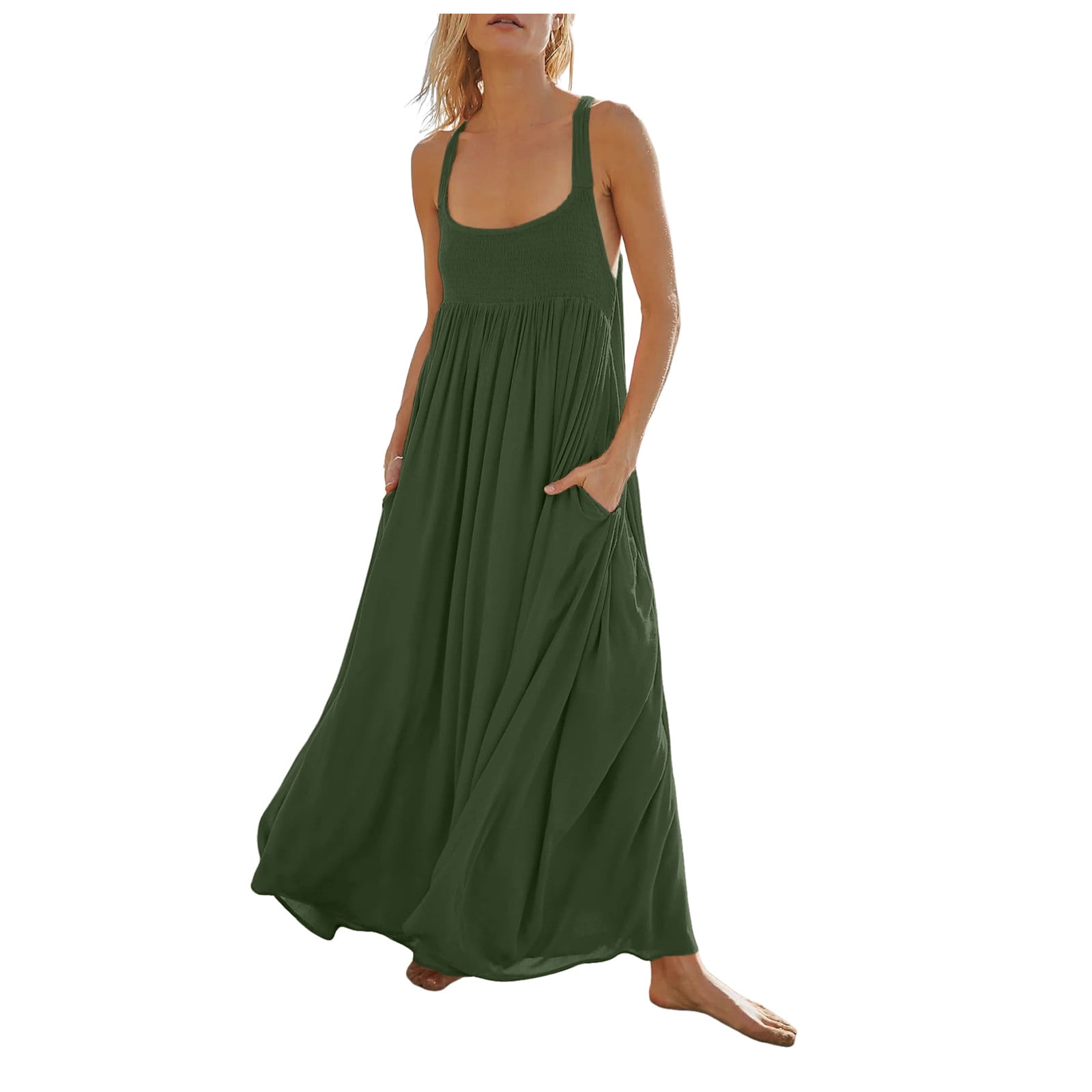 Black Boho Maxi Dress With Open Back | Summer Linen Look Sundress | Flowy Loose Fit Dress | Casual Beach Outfit | Resort Wear