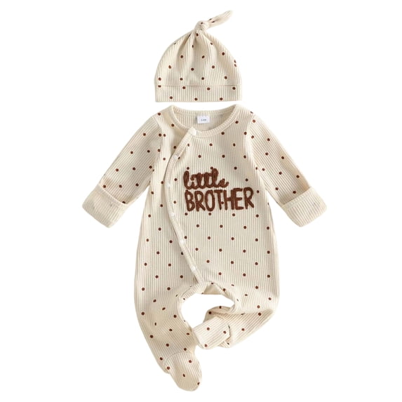 JFOPQVSM Boy Fall Outfits Polka Dot Hand Foot Mitten Long Sleeve Jumpsuit Romper (0-6M)