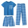 thumbnail image 1 of JFOPQVSM Boys Comfortable and Breathable Short Sleeved Home Clothes Fashionable Checkered Prints Homewear Three Piece Set, 1 of 3