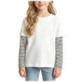 thumbnail image 1 of JFOPQVSM Fake-Two Piece Patchwork Long Sleeve Basic Tees Girls Boys Long Sleeve Baseball Raglan T-Shirt Cotton Baby,Toddler, 1 of 5