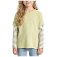 thumbnail image 1 of JFOPQVSM Fake-Two Piece Patchwork Long Sleeve Basic Tees Girls Boys Long Sleeve Baseball Raglan T-Shirt Cotton Baby,Toddler, 1 of 5
