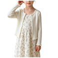 thumbnail image 1 of JFOPQVSM Girls Cardigan Button Down Knit Sweater 1-7Y Knitted Front,Scalloped Edges Long Sleeve Crew Neck Soft Stretchy for School Casual Dressy, 1 of 9