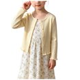 thumbnail image 1 of JFOPQVSM Girls Cardigan Button Down Knit Sweater 1-7Y Knitted Front,Scalloped Edges Long Sleeve Crew Neck Soft Stretchy for School Casual Dressy, 1 of 9