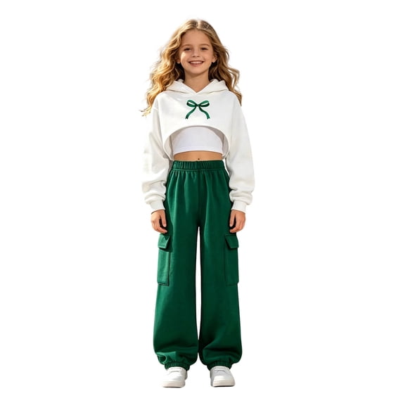JFOPQVSM Girls Fashionable and Casual Set Cute Printed Hooded Sweatshirt Vest Pants Three Piece Set