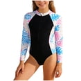 thumbnail image 1 of JFOPQVSM Girls Rash Guard Swimsuit Long Sleeve Swimsuit Color Block Two Piece Bathing Suit for Girls UPF 50+ Padded Swimwear, 1 of 8