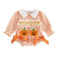 thumbnail image 1 of JFOPQVSM Girls Romper Halloween Pumpkin with Ruffle and Long Sleeves Holiday Bodysuit, 1 of 4