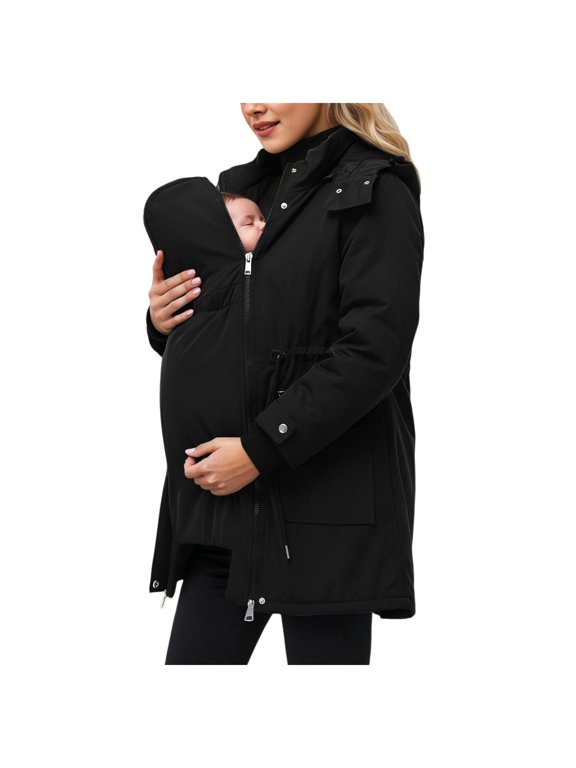 Maternity Winter Coat Baby Wearing Jacket 3 In 1 Outerwear Pocket,Zip Panels,Windproof,Suitable for Maternity/Postpartum Baby-Carrying/Postpartum Regular Wear