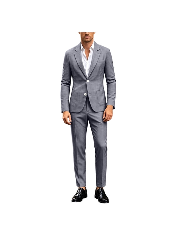 Men's 2 Piece Linen Suits Casual Lightweight Jackets and Pants for Wedding Business Prom Summer 2 Piece Sets for Men