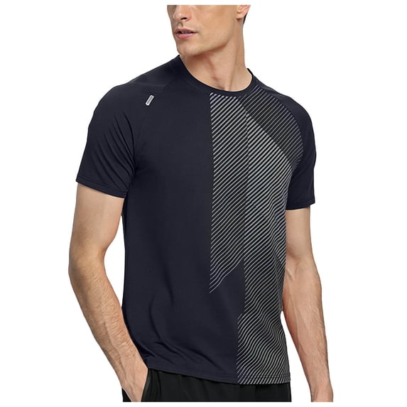 JFOPQVSM Men’s Active Quickly Dry Crew Neck T Shirts Athletic Running Gym Workout Short Sleeve Tee Tops