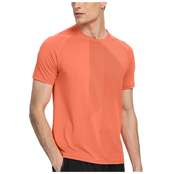 JFOPQVSM Men’s Active Quickly Dry Crew Neck T Shirts Athletic Running Gym Workout Short Sleeve Tee Tops
