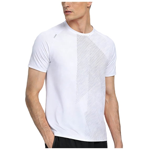 JFOPQVSM Men’s Active Quickly Dry Crew Neck T Shirts Athletic Running Gym Workout Short Sleeve Tee Tops