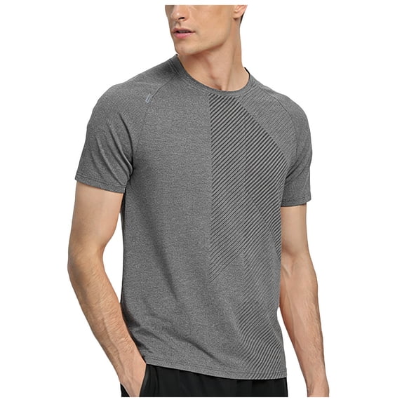 JFOPQVSM Men’s Active Quickly Dry Crew Neck T Shirts Athletic Running Gym Workout Short Sleeve Tee Tops