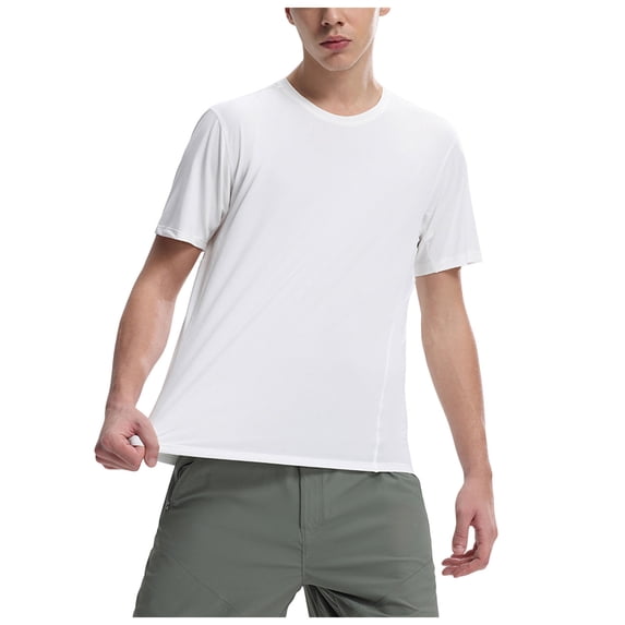 JFOPQVSM Men's Short Sleeve Wicking Shirts Athletic Running Workout T-Shirts Performance Breathable Tshirt