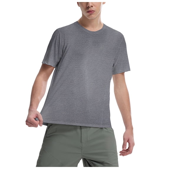 JFOPQVSM Men's Short Sleeve Wicking Shirts Athletic Running Workout T-Shirts Performance Breathable Tshirt