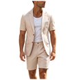 thumbnail image 1 of JFOPQVSM Men's Suit Set 2 Piece Short Sleeve Jacket and Shorts Thin Lightweight Leisure Suit Loose Short Trousers Elastic Waist Casual Summer Suit Streetwear, 1 of 7