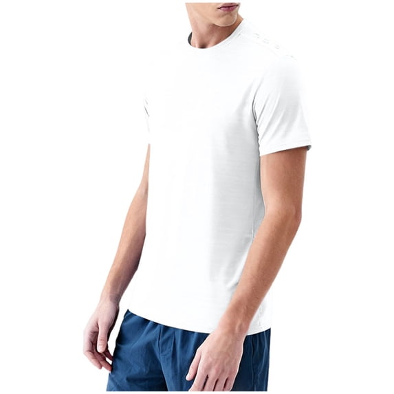 JFOPQVSM Men's Summer Sports Running Fitness Exercise Breathable Short Sleeve T Shirt