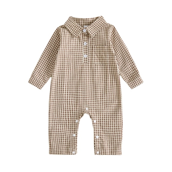 JFOPQVSM Newborn Baby Boy Girl Checkered Romper Long Sleeve Zipper Jumpsuit Cotton Blend,Footless,Newborn Infant Toddler Fall Winter Clothes