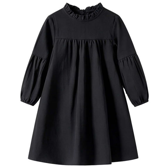 JFOPQVSM Toddler Kids Baby Girl Dress Long Sleeve Solid Color Casual Dresses Girls Fall Winter Outfit Clothes