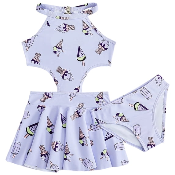 JFOPQVSM Two Piece Childrens Swimsuit with Print Sweet and Cute Cartoon for Toddlers