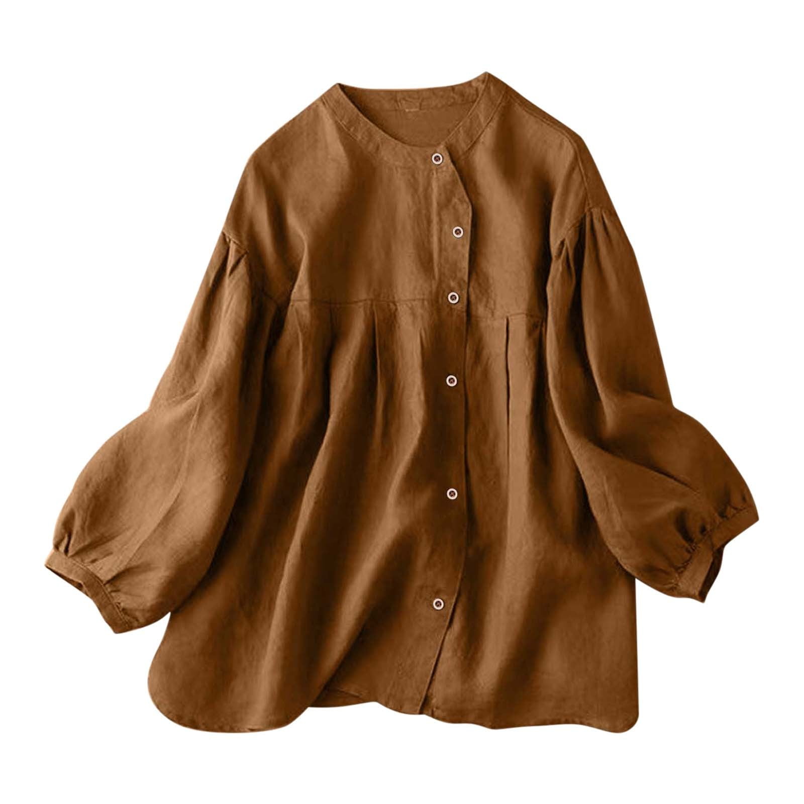 JFOPQVSM Vintage Shirts Womens Tops Korean Fashion Button Down Shirts