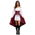 thumbnail image 1 of JFOPQVSM Women Midi Red Traditional Dress Women Dirndl Dress with Dirndl Apron for Oktoberfest, 1 of 9