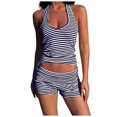 thumbnail image 1 of JFOPQVSM Workout Sets for Women 2 Piece Backless Halter Sports Bra High Waist Booty Shorts Yoga Gym Outfits Lounge Activewear, 1 of 4