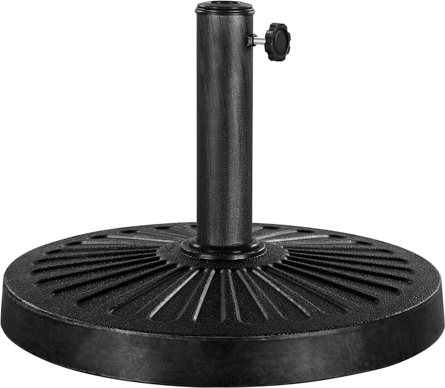 JFTER 18'' 30lbs Umbrella Base Outdoor Living Round Antiqued Umbrella Stand Heavy Duty Market Patio Umbrella Base for Garden & Yard?Black