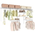 thumbnail image 1 of JFTER 4 to 8 FT Custom Closet System, Wall Mounted Closet with Hanging Rod, Metal Hanging Storage Organizer Rack Wardrobe with Shelves, Adjustable Closet System Kit for Bedroom (White), 1 of 9