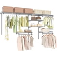 thumbnail image 1 of JFTER 4 to 8 FT Custom Closet System, Wall Mounted Closet with Hanging Rod, Metal Hanging Storage Organizer Rack Wardrobe with Shelves, Adjustable Closet System Kit for Bedroom (Gray), 1 of 9