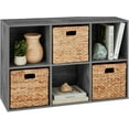 thumbnail image 1 of JFTER 6-Cube Storage Organizer, 11in Shelf Opening, Bookcase, Display Shelf, Customizable w/ 3 Removable Back Panels – Dark Gray, 1 of 8