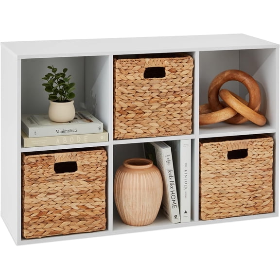 JFTER 6-Cube Storage Organizer, 11in Shelf Opening, Bookcase, Display Shelf, Customizable w/ 3 Removable Back Panels White