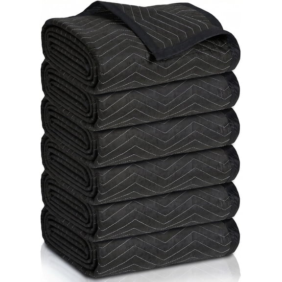 JFTER 6 Moving Packing Blankets, Heavy Duty Moving Pads, 72 x 80(65lb/dz) Professional Quilted Shipping Furniture Blankets Pads for Moving and Storage (6-Pack)