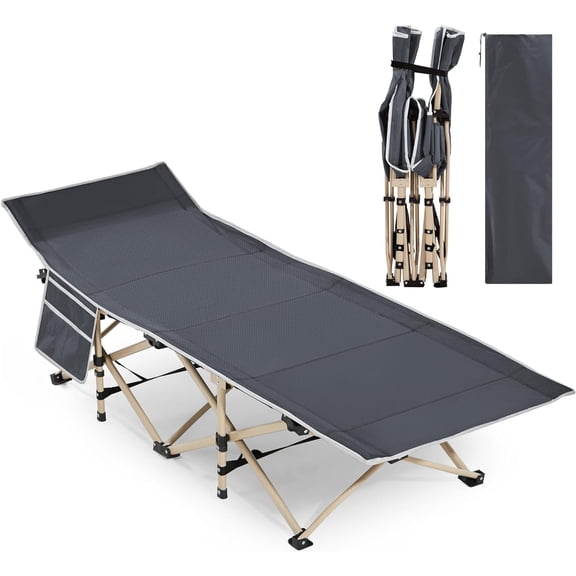 JFTER Folding Camping Cot, Portable Canvas Sleeping Bed, Outdoor Comfortable Lightweight Bed with Carry Bag for Hiking, Backpack Travel, Home & Office