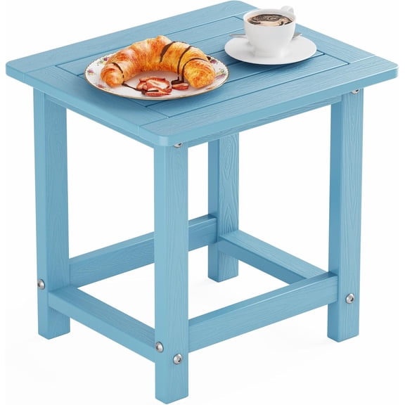 JFTER Outdoor Side Table for Patio: 16" HIPS Weather - Resistant Adirondack Tables - Waterproof Small Square End Tables for Backyard Pool Porch Balcony - Indoor Outdoor Durable Table Blue
