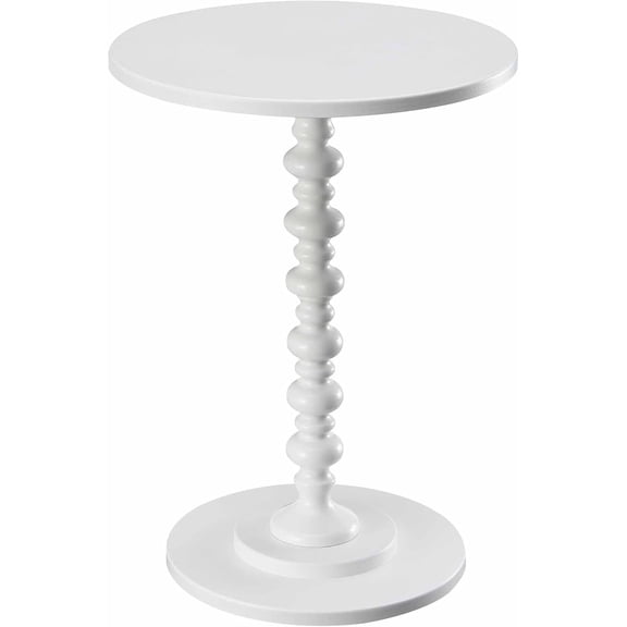 JFTER Palm Beach Spindle Table 17.75" - Traditional Round End Table for Living Room, Turned Solid Wood Side Table, Classic Display Pedestal Table, White