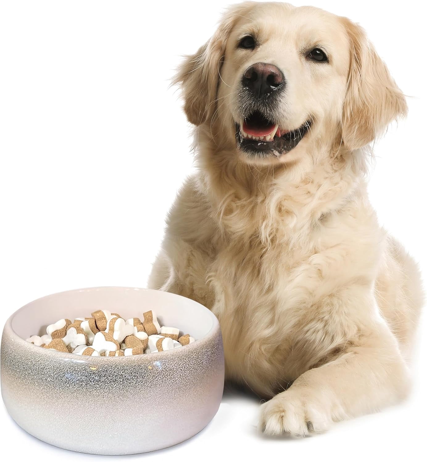JFTER Pet Bowl – High-Fired Porcelain Stoneware, Food-Grade Safe, Dishwasher Safe, Non-Slip Dog Bowl for Large Breeds in Biscuit