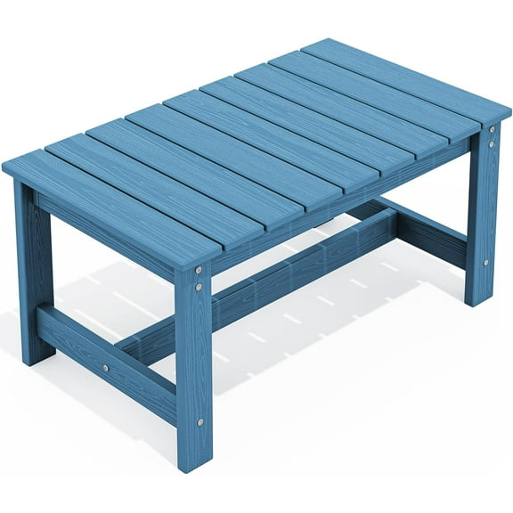 JFTER Rectangle Outdoor Coffee Table, HDPE Patio Coffee Table, Navy
