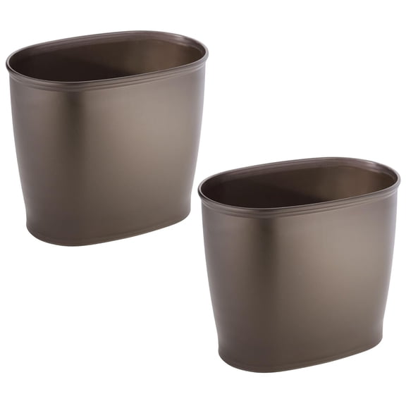 JFTER Slim Plastic Bathroom Trash Can, Small Garbage Bin for Bedroom, Office, Desk, Dorm, 2-Pack, Bronze
