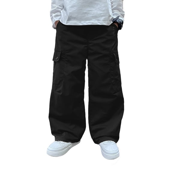 JFTTX Big Boys Baggy Pants Wide Leg Baggy Pants for Boys Elastic Waist Casual Trousers with Pockets